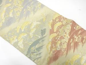 アンティーク　遠山に松藤・草花模様織り出し袋帯（材料）